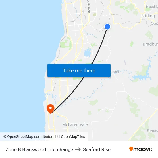 Zone B Blackwood Interchange to Seaford Rise map
