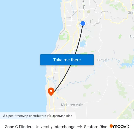 Zone C Flinders University Interchange to Seaford Rise map