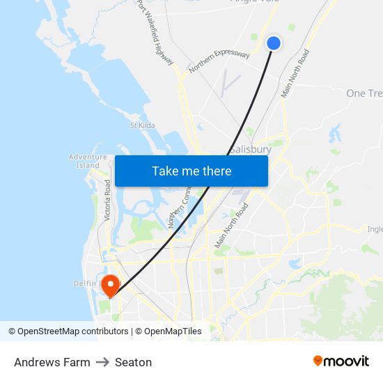 Andrews Farm to Seaton map