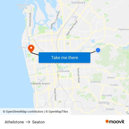 Athelstone to Seaton map