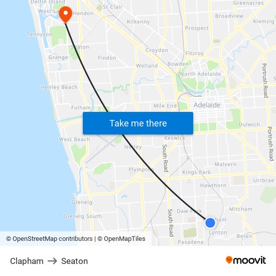 Clapham to Seaton map