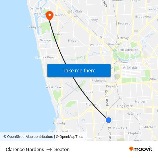 Clarence Gardens to Seaton map