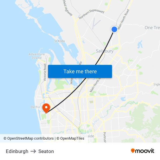 Edinburgh to Seaton map