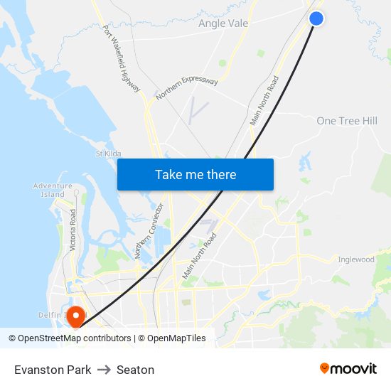 Evanston Park to Seaton map