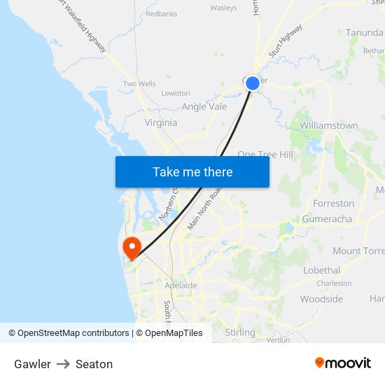 Gawler to Seaton map