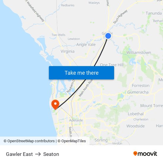 Gawler East to Seaton map