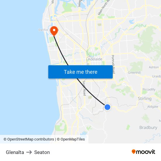 Glenalta to Seaton map