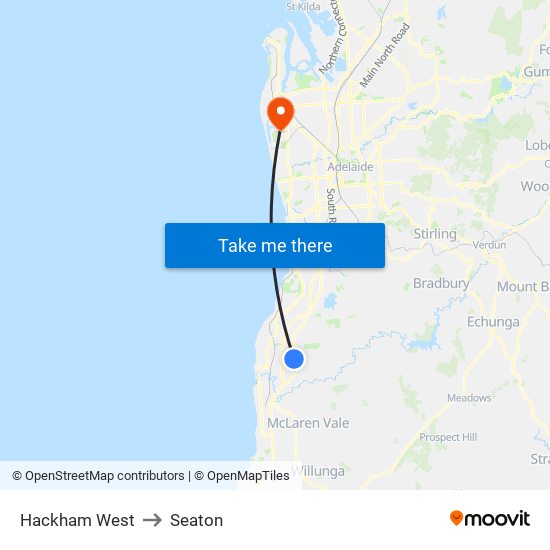 Hackham West to Seaton map