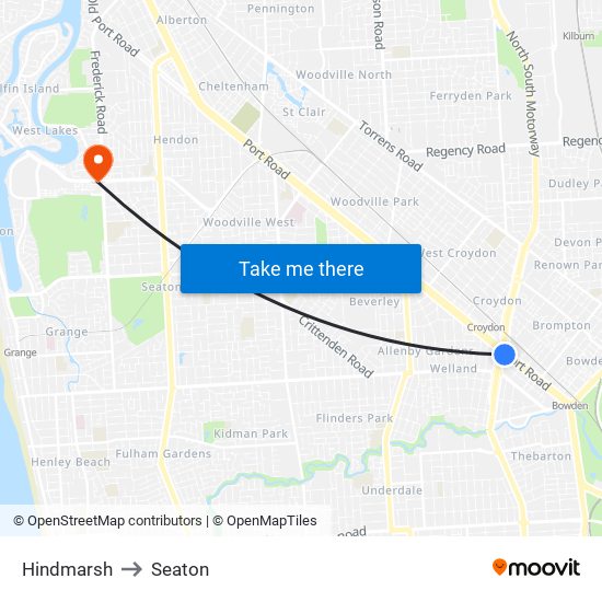 Hindmarsh to Seaton map