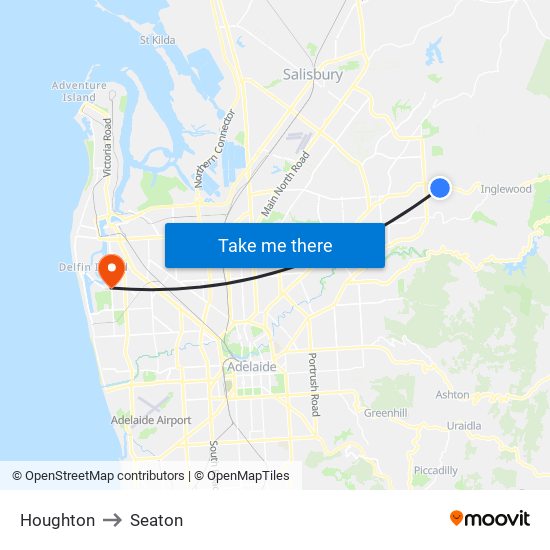 Houghton to Seaton map