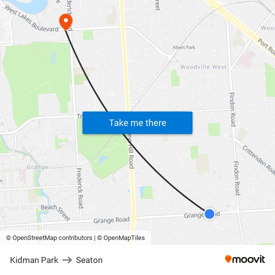 Kidman Park to Seaton map