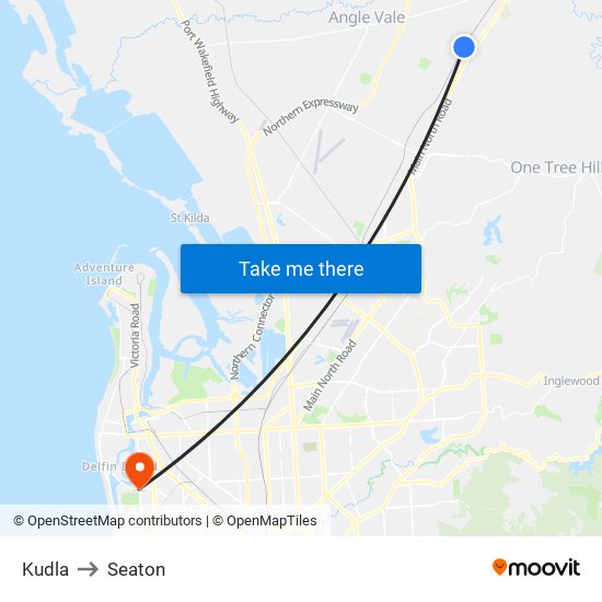 Kudla to Seaton map