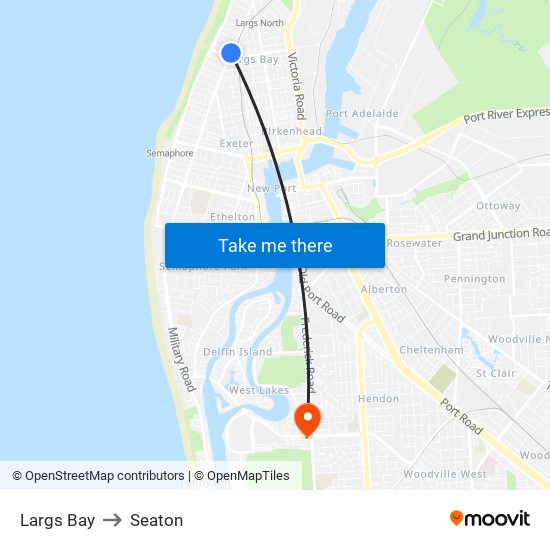 Largs Bay to Seaton map