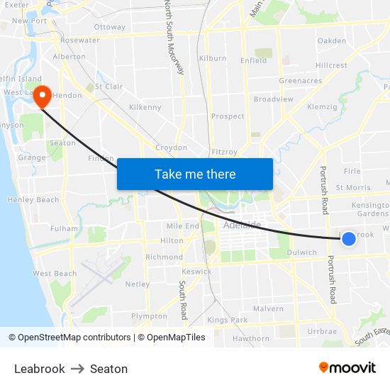 Leabrook to Seaton map