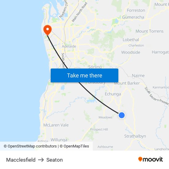 Macclesfield to Seaton map