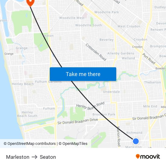 Marleston to Seaton map