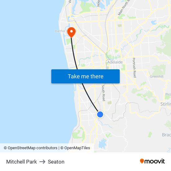 Mitchell Park to Seaton map