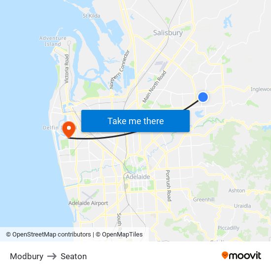 Modbury to Seaton map