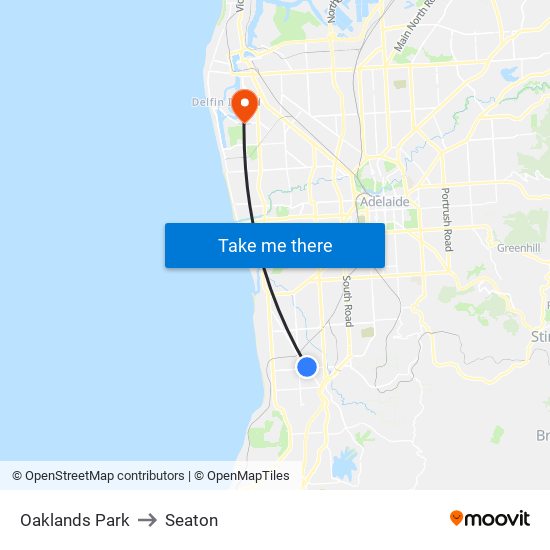 Oaklands Park to Seaton map