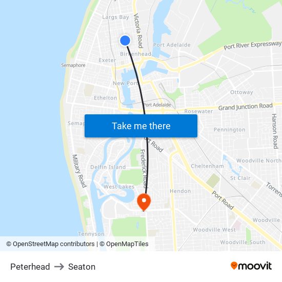 Peterhead to Seaton map