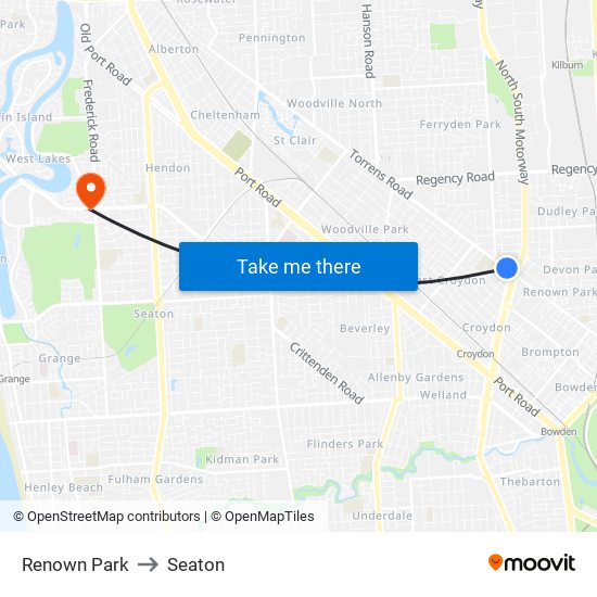 Renown Park to Seaton map