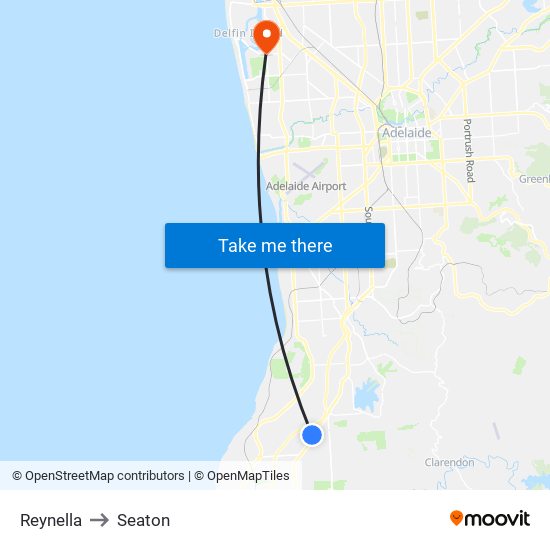 Reynella to Seaton map