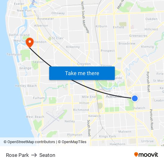 Rose Park to Seaton map