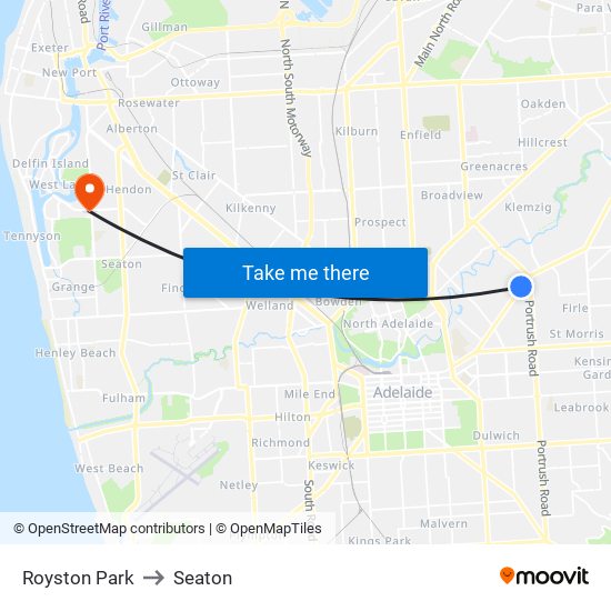 Royston Park to Seaton map