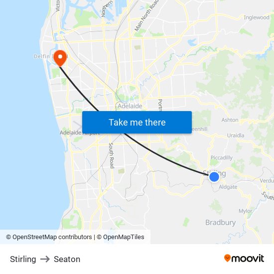 Stirling to Seaton map