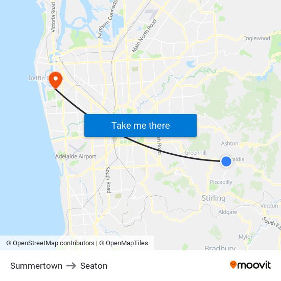 Summertown to Seaton map