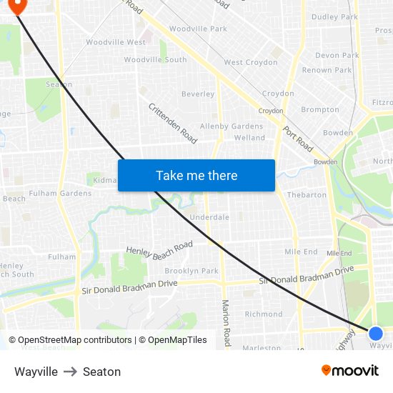 Wayville to Seaton map