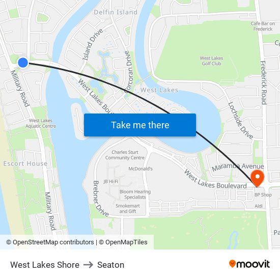 West Lakes Shore to Seaton map