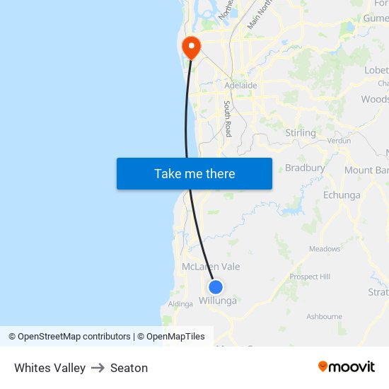 Whites Valley to Seaton map