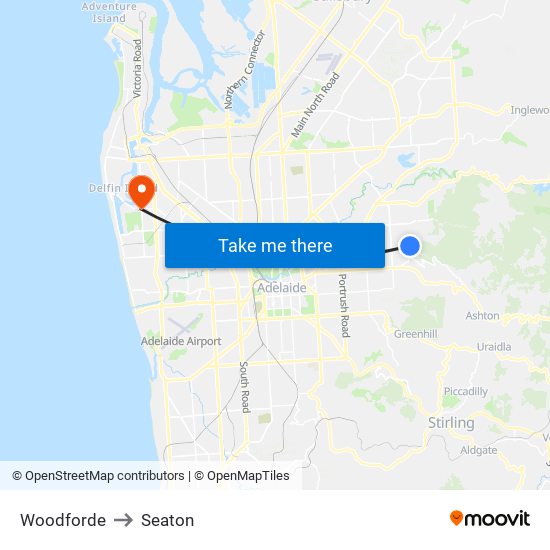 Woodforde to Seaton map