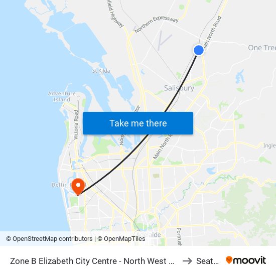 Zone B Elizabeth City Centre - North West side to Seaton map