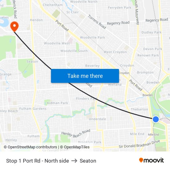 Stop 1 Port Rd - North side to Seaton map