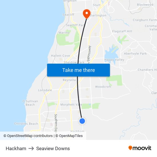 Hackham to Seaview Downs map