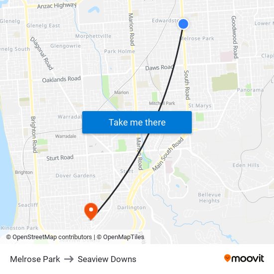 Melrose Park to Seaview Downs map