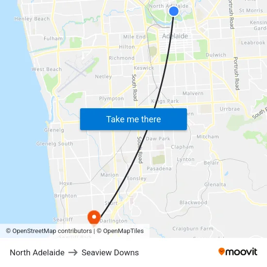 North Adelaide to Seaview Downs map