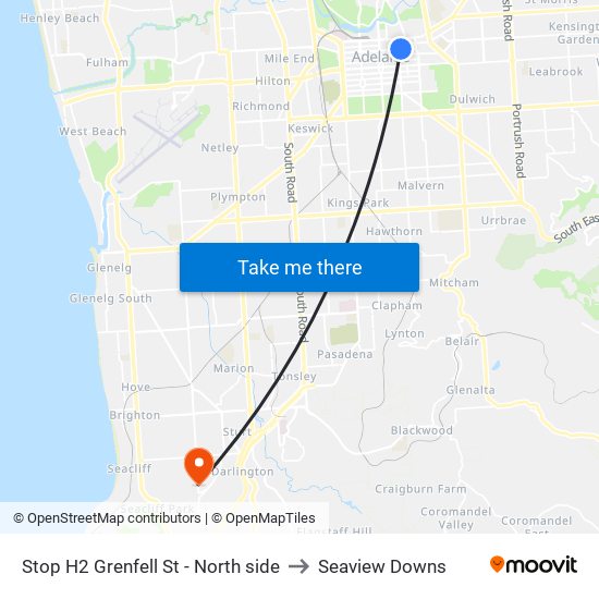 Stop H2 Grenfell St - North side to Seaview Downs map