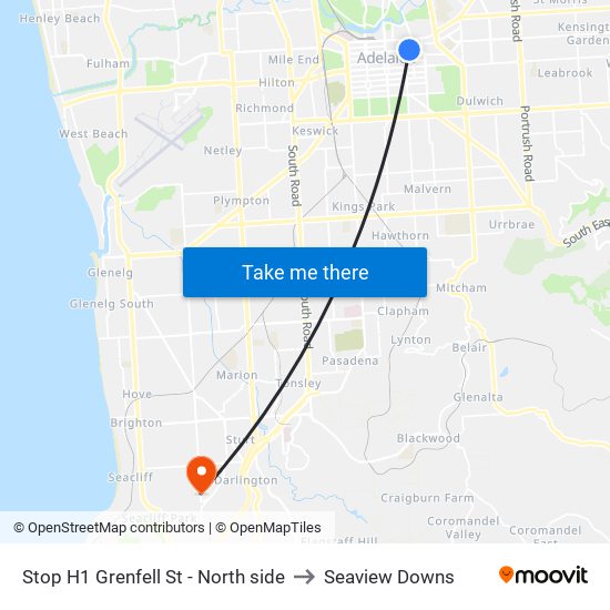 Stop H1 Grenfell St - North side to Seaview Downs map