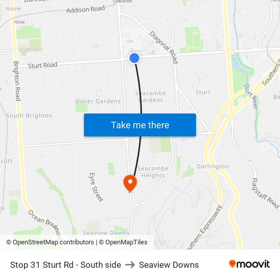 Stop 31 Sturt Rd - South side to Seaview Downs map