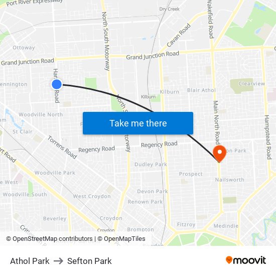 Athol Park to Sefton Park map