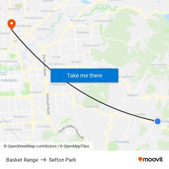 Basket Range to Sefton Park map