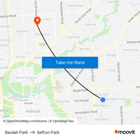 Beulah Park to Sefton Park map