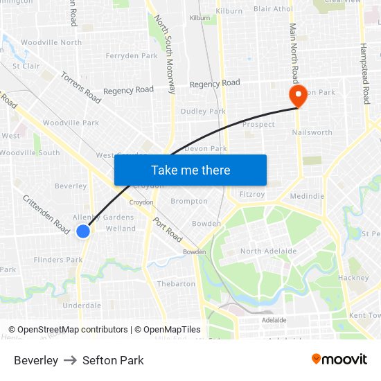 Beverley to Sefton Park map