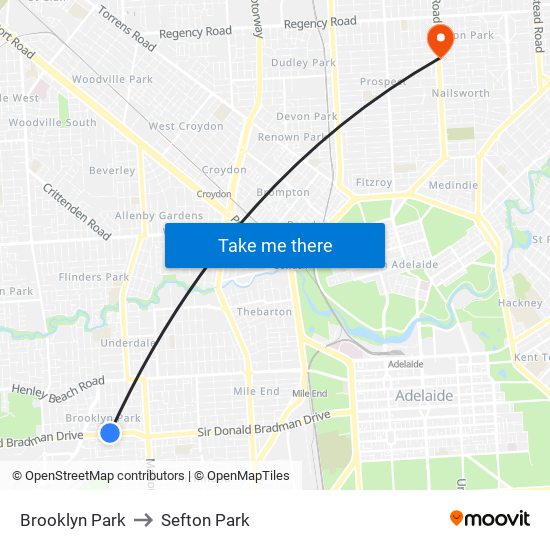 Brooklyn Park to Sefton Park map