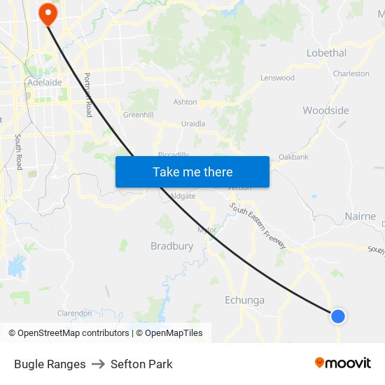 Bugle Ranges to Sefton Park map