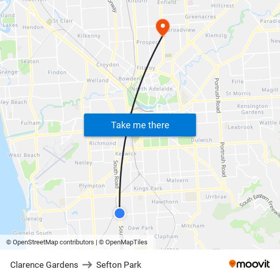 Clarence Gardens to Sefton Park map