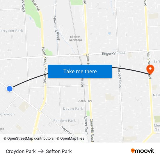 Croydon Park to Sefton Park map